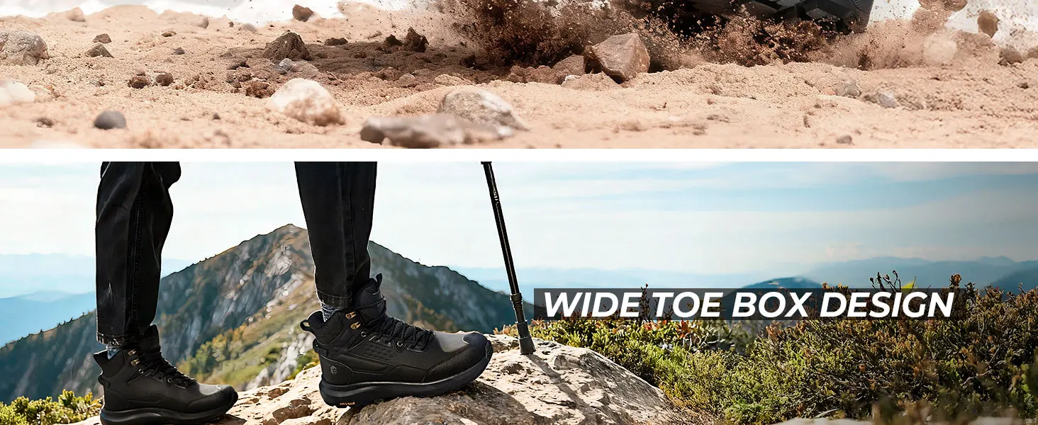 FitVille Men's Boots Water Resistant Extra Wide Toe High-top Hiking Shoes for Men Non-Slip Outdoor Tactical Combat Military Boot