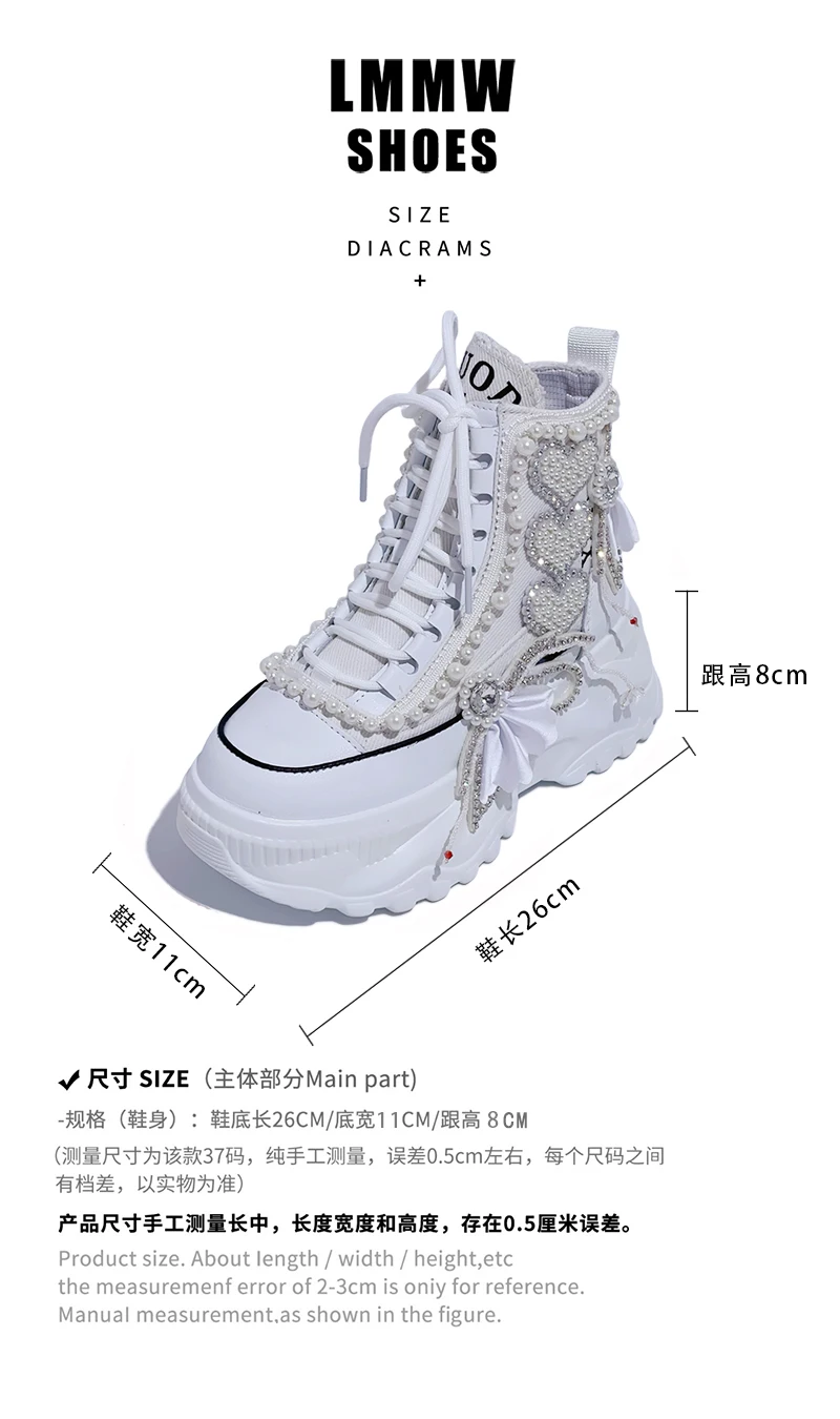Fashion Women's Shoes Spring Casual Thick Sole 8cm Designer Sneakers Girls Lace-up Ladies Casual Shoes Women Sneakers