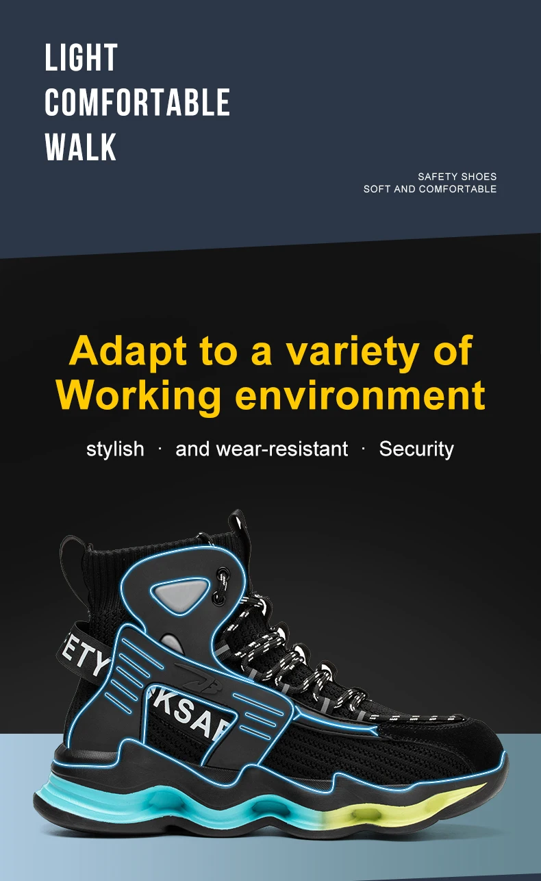 Fashion Work Boots Men Designer New Safety Shoes Men European Standard Steel Toe Shoes Anti-smash Anti-stab Indestructible Shoes