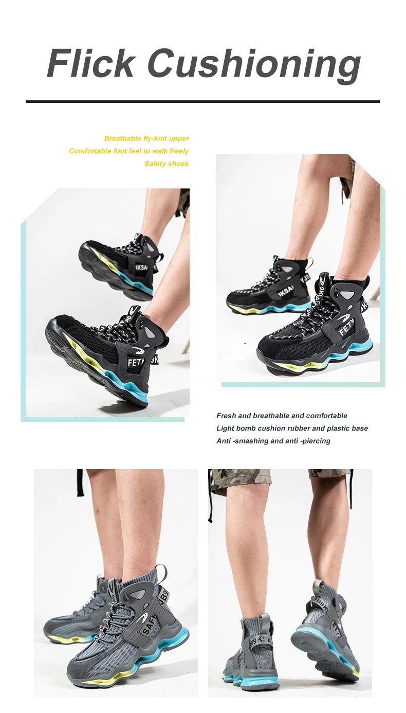 Fashion Work Boots Men Designer New Safety Shoes Men European Standard Steel Toe Shoes Anti-smash Anti-stab Indestructible Shoes