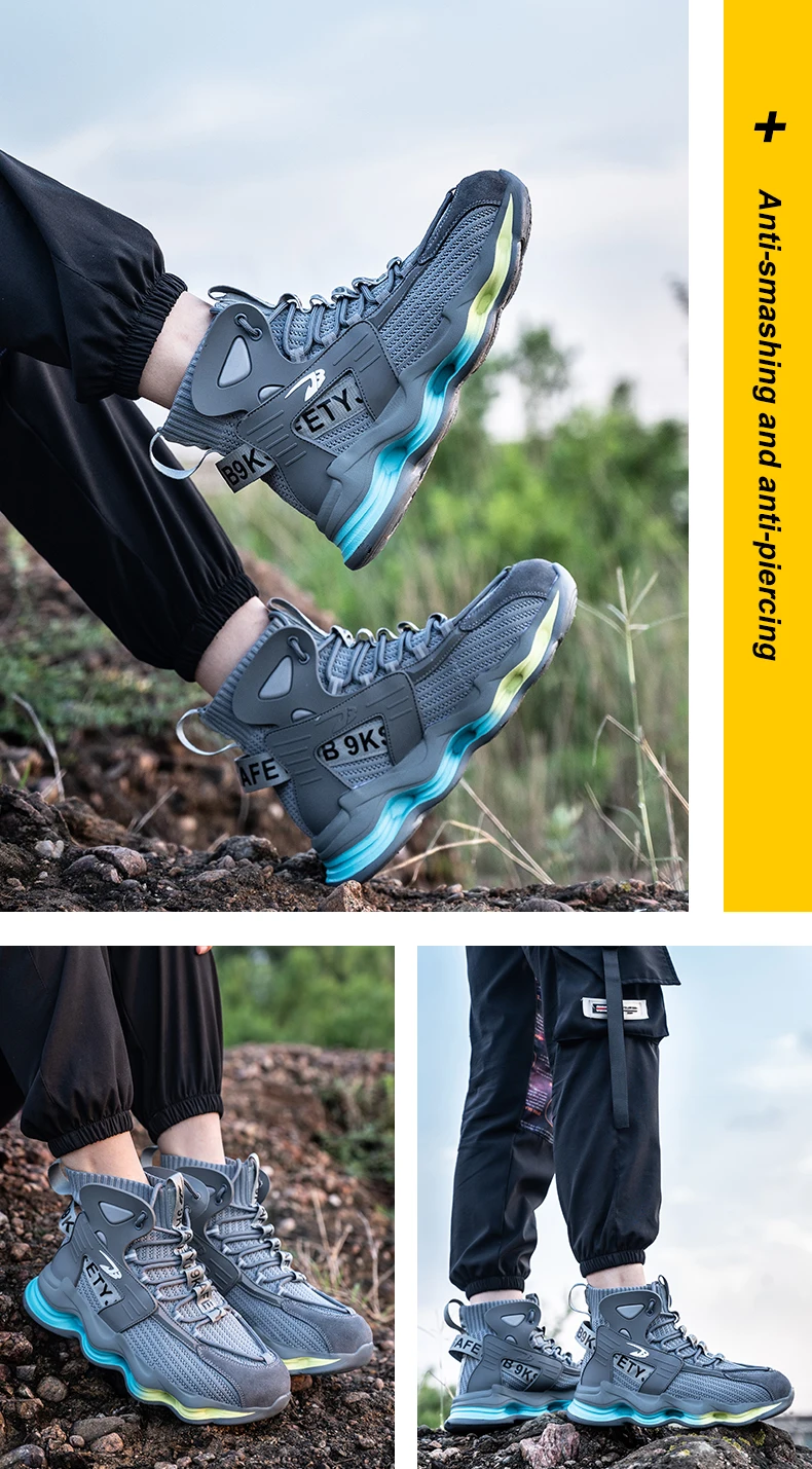 Fashion Work Boots Men Designer New Safety Shoes Men European Standard Steel Toe Shoes Anti-smash Anti-stab Indestructible Shoes