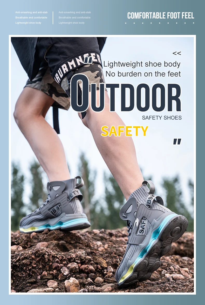 Fashion Work Boots Men Designer New Safety Shoes Men European Standard Steel Toe Shoes Anti-smash Anti-stab Indestructible Shoes