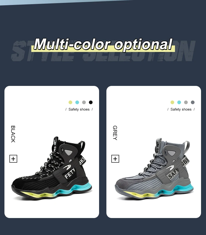 Fashion Work Boots Men Designer New Safety Shoes Men European Standard Steel Toe Shoes Anti-smash Anti-stab Indestructible Shoes