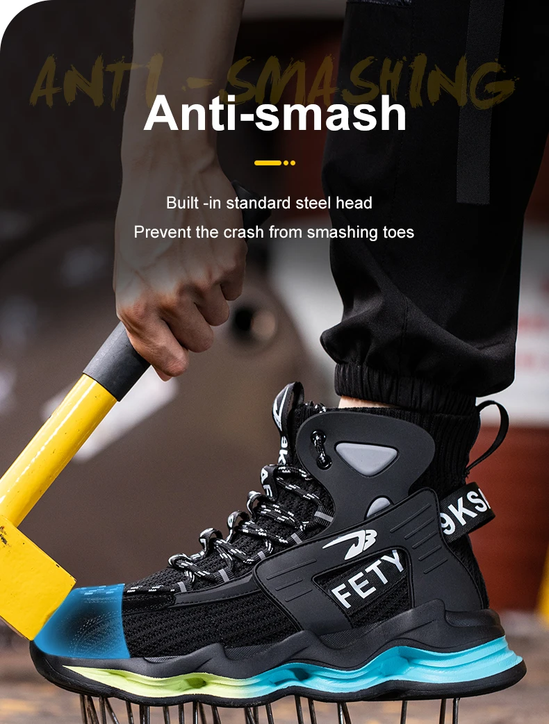 Fashion Work Boots Men Designer New Safety Shoes Men European Standard Steel Toe Shoes Anti-smash Anti-stab Indestructible Shoes