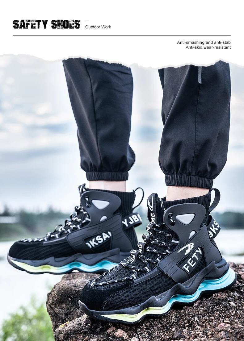 Fashion Work Boots Men Designer New Safety Shoes Men European Standard Steel Toe Shoes Anti-smash Anti-stab Indestructible Shoes