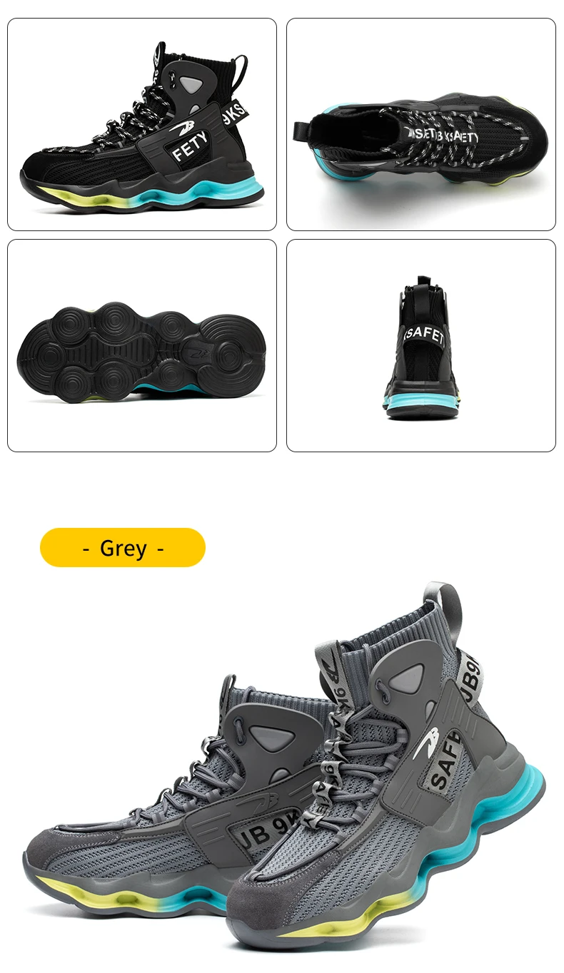 Fashion Work Boots Men Designer New Safety Shoes Men European Standard Steel Toe Shoes Anti-smash Anti-stab Indestructible Shoes