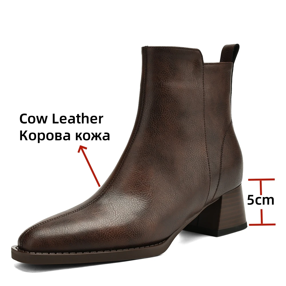 FEDONAS Wool Ankle Boots Genuine Leather Shoes For Women Thich High Heels Basic Short Boots Warm Winter Snow Boots Female Shoes