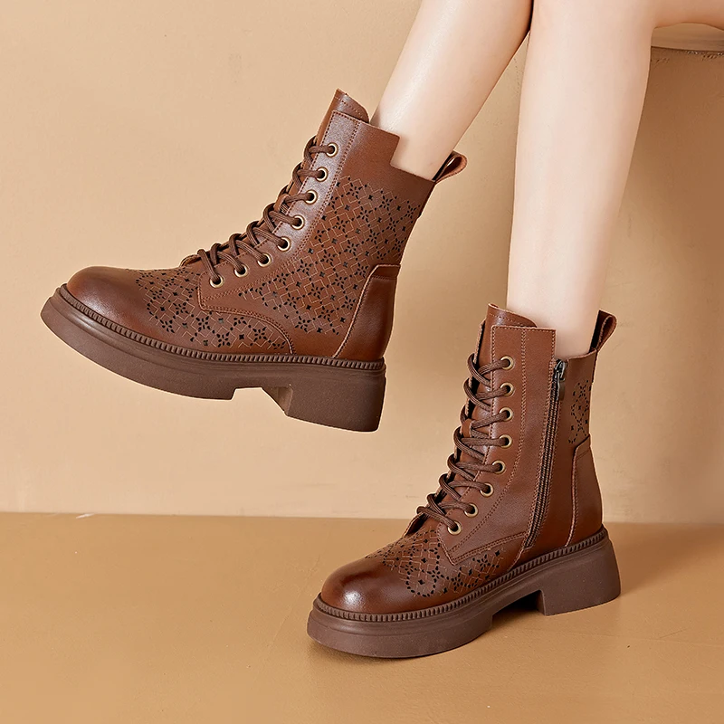 AIYUQI 2026 New Boots Female Large Size Non-slip Women's Snow Boots Genuine Leather Warm Women Ankle Boots and Short Boot