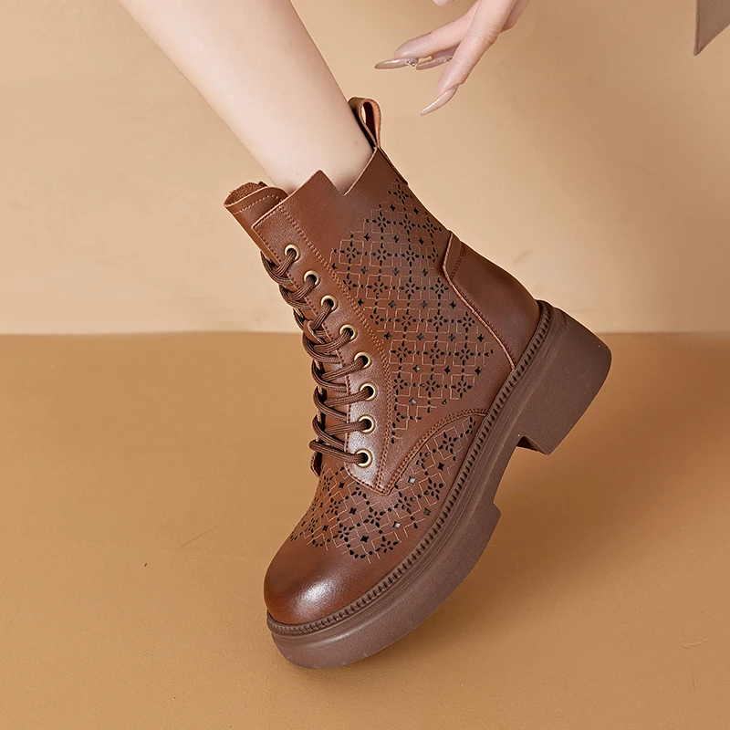 AIYUQI 2026 New Boots Female Large Size Non-slip Women's Snow Boots Genuine Leather Warm Women Ankle Boots and Short Boot