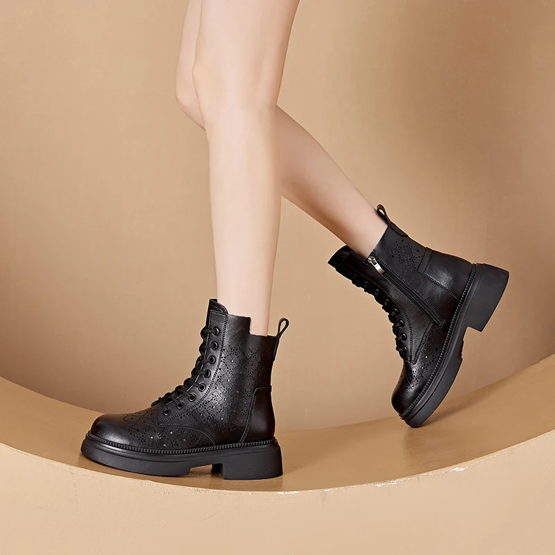 AIYUQI 2026 New Boots Female Large Size Non-slip Women's Snow Boots Genuine Leather Warm Women Ankle Boots and Short Boot