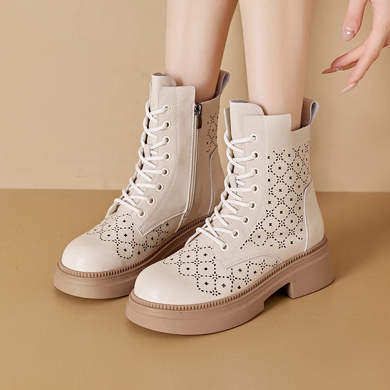 AIYUQI 2026 New Boots Female Large Size Non-slip Women's Snow Boots Genuine Leather Warm Women Ankle Boots and Short Boot