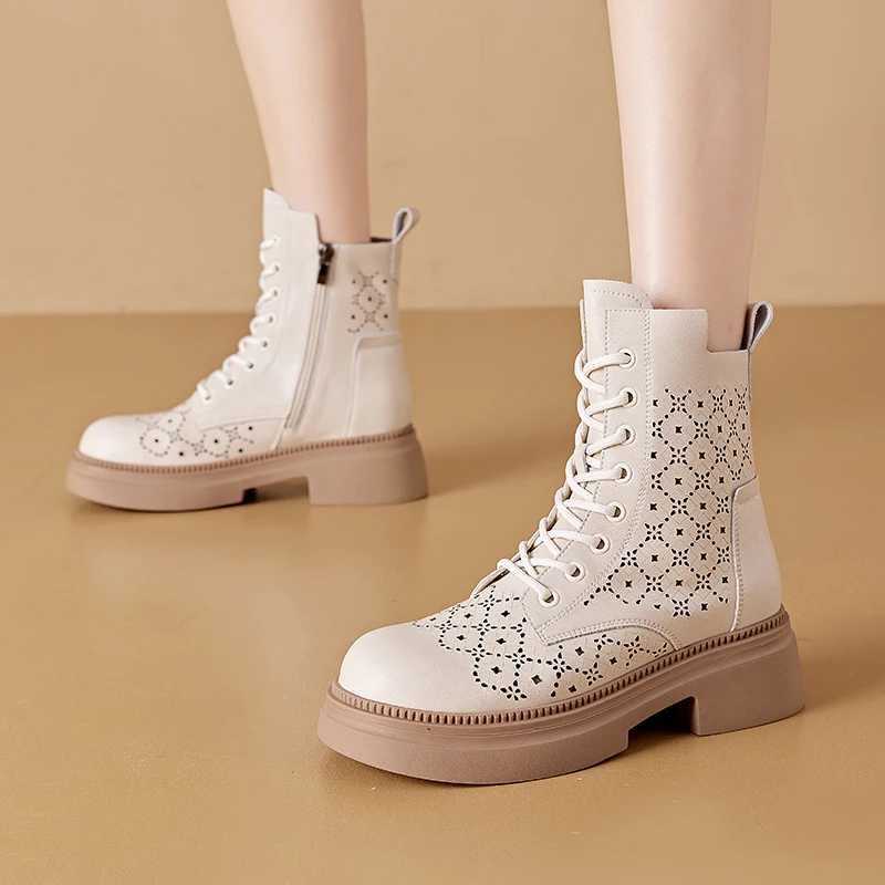 AIYUQI 2026 New Boots Female Large Size Non-slip Women's Snow Boots Genuine Leather Warm Women Ankle Boots and Short Boot