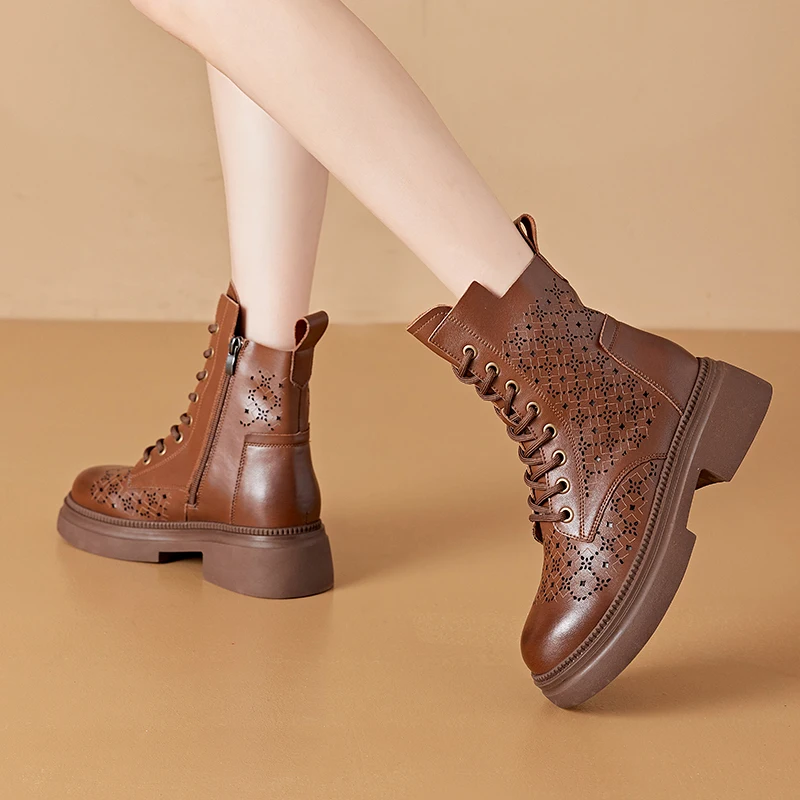 AIYUQI 2026 New Boots Female Large Size Non-slip Women's Snow Boots Genuine Leather Warm Women Ankle Boots and Short Boot