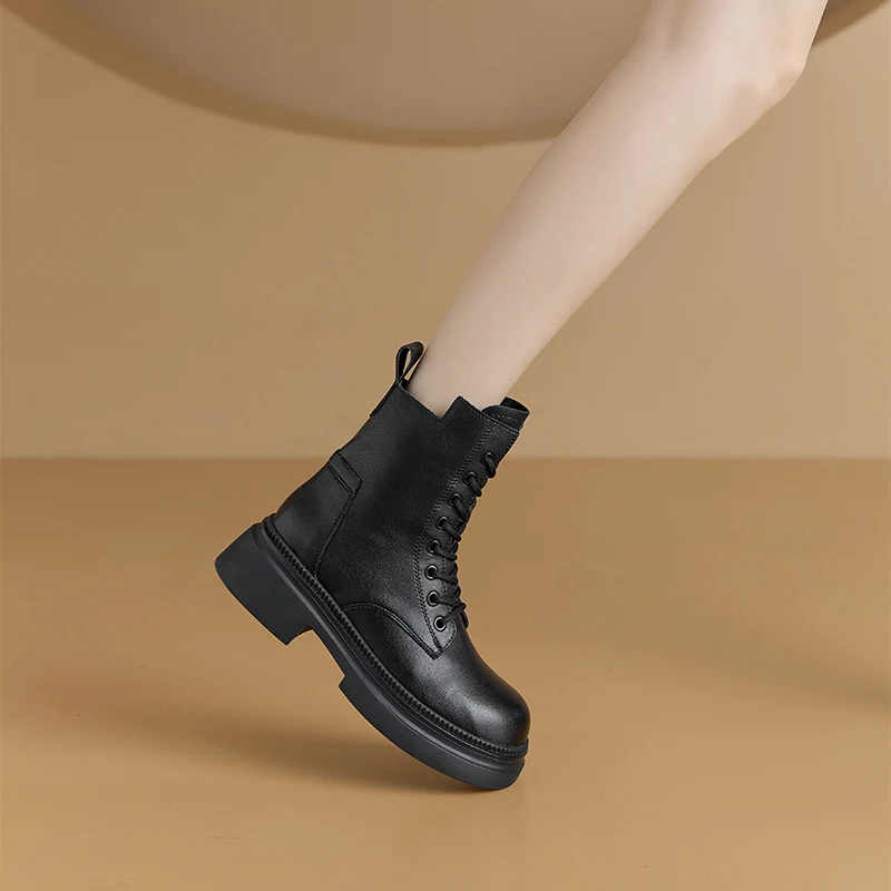 AIYUQI 2026 New Boots Female Large Size Non-slip Women's Snow Boots Genuine Leather Warm Women Ankle Boots and Short Boot