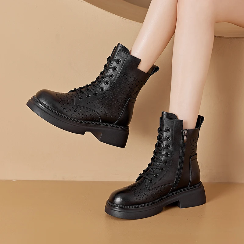 AIYUQI 2026 New Boots Female Large Size Non-slip Women's Snow Boots Genuine Leather Warm Women Ankle Boots and Short Boot