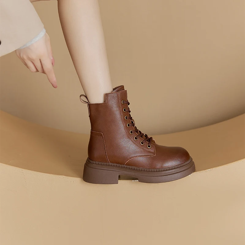 AIYUQI 2026 New Boots Female Large Size Non-slip Women's Snow Boots Genuine Leather Warm Women Ankle Boots and Short Boot