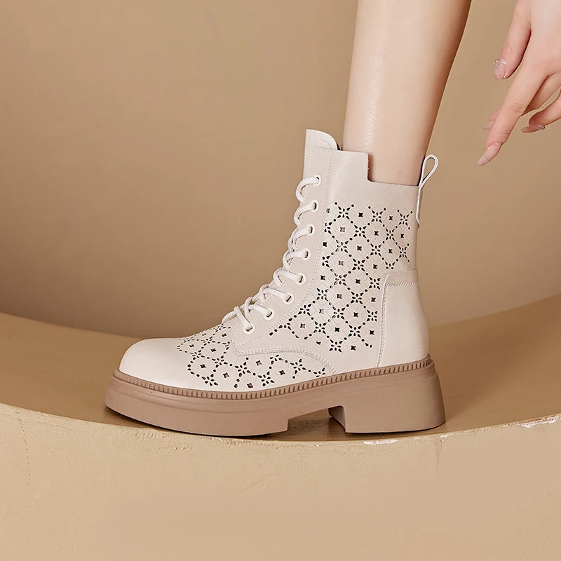 AIYUQI 2026 New Boots Female Large Size Non-slip Women's Snow Boots Genuine Leather Warm Women Ankle Boots and Short Boot