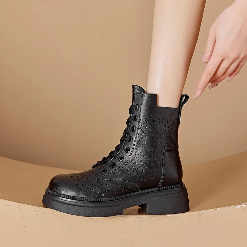 AIYUQI 2026 New Boots Female Large Size Non-slip Women's Snow Boots Genuine Leather Warm Women Ankle Boots and Short Boot