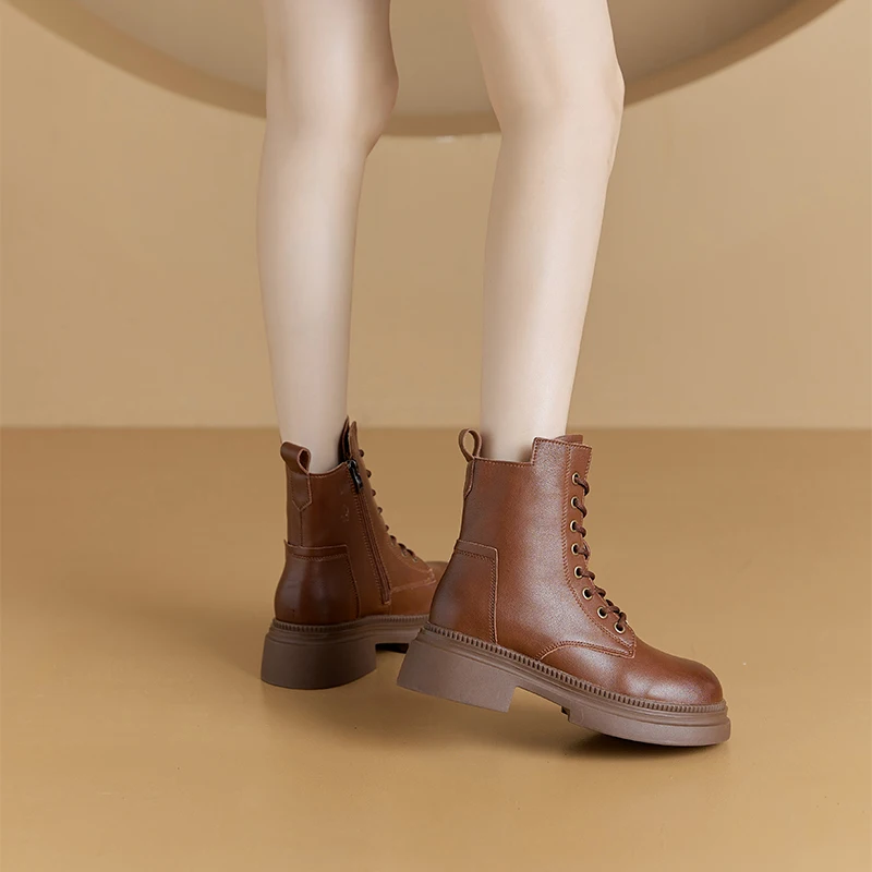 AIYUQI 2026 New Boots Female Large Size Non-slip Women's Snow Boots Genuine Leather Warm Women Ankle Boots and Short Boot