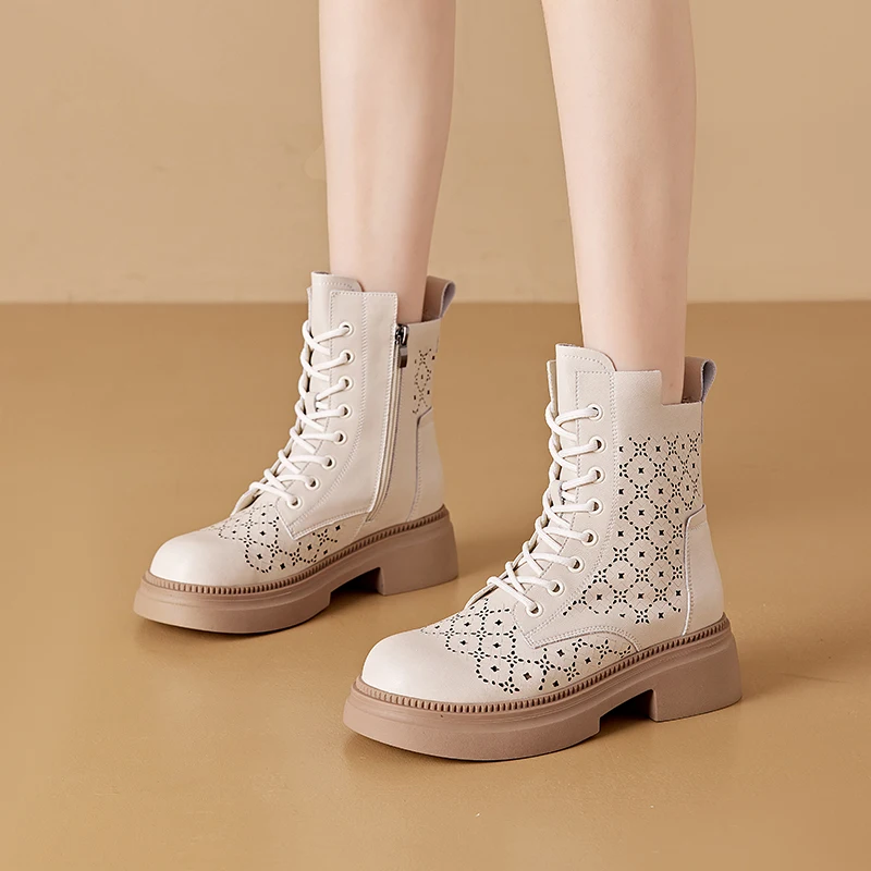 AIYUQI 2026 New Boots Female Large Size Non-slip Women's Snow Boots Genuine Leather Warm Women Ankle Boots and Short Boot
