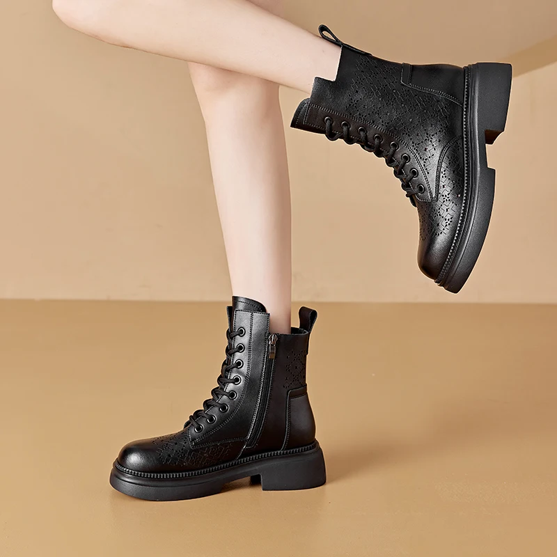 AIYUQI 2026 New Boots Female Large Size Non-slip Women's Snow Boots Genuine Leather Warm Women Ankle Boots and Short Boot