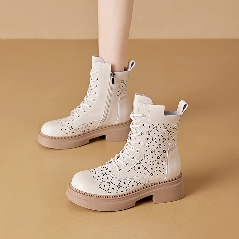 AIYUQI 2026 New Boots Female Large Size Non-slip Women's Snow Boots Genuine Leather Warm Women Ankle Boots and Short Boot