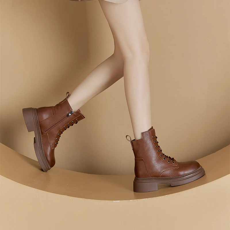 AIYUQI 2026 New Boots Female Large Size Non-slip Women's Snow Boots Genuine Leather Warm Women Ankle Boots and Short Boot