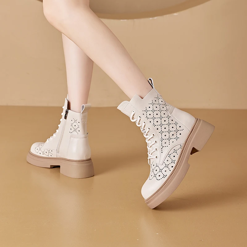 AIYUQI 2026 New Boots Female Large Size Non-slip Women's Snow Boots Genuine Leather Warm Women Ankle Boots and Short Boot