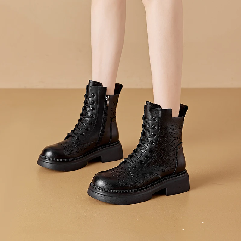 AIYUQI 2026 New Boots Female Large Size Non-slip Women's Snow Boots Genuine Leather Warm Women Ankle Boots and Short Boot