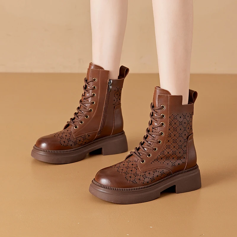 AIYUQI 2026 New Boots Female Large Size Non-slip Women's Snow Boots Genuine Leather Warm Women Ankle Boots and Short Boot