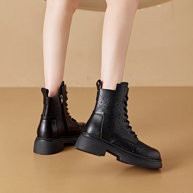 AIYUQI 2026 New Boots Female Large Size Non-slip Women's Snow Boots Genuine Leather Warm Women Ankle Boots and Short Boot