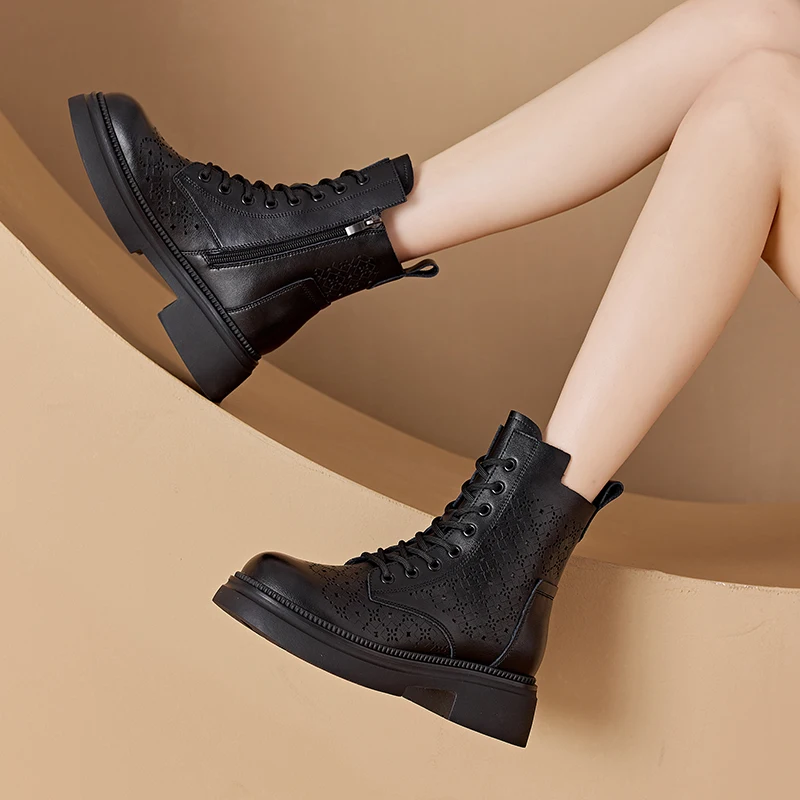 AIYUQI 2026 New Boots Female Large Size Non-slip Women's Snow Boots Genuine Leather Warm Women Ankle Boots and Short Boot