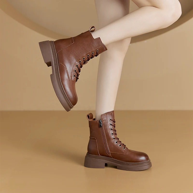 AIYUQI 2026 New Boots Female Large Size Non-slip Women's Snow Boots Genuine Leather Warm Women Ankle Boots and Short Boot