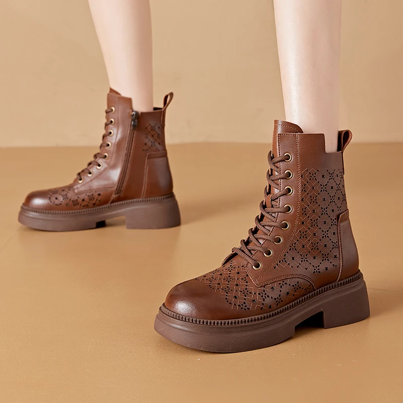 AIYUQI 2026 New Boots Female Large Size Non-slip Women's Snow Boots Genuine Leather Warm Women Ankle Boots and Short Boot