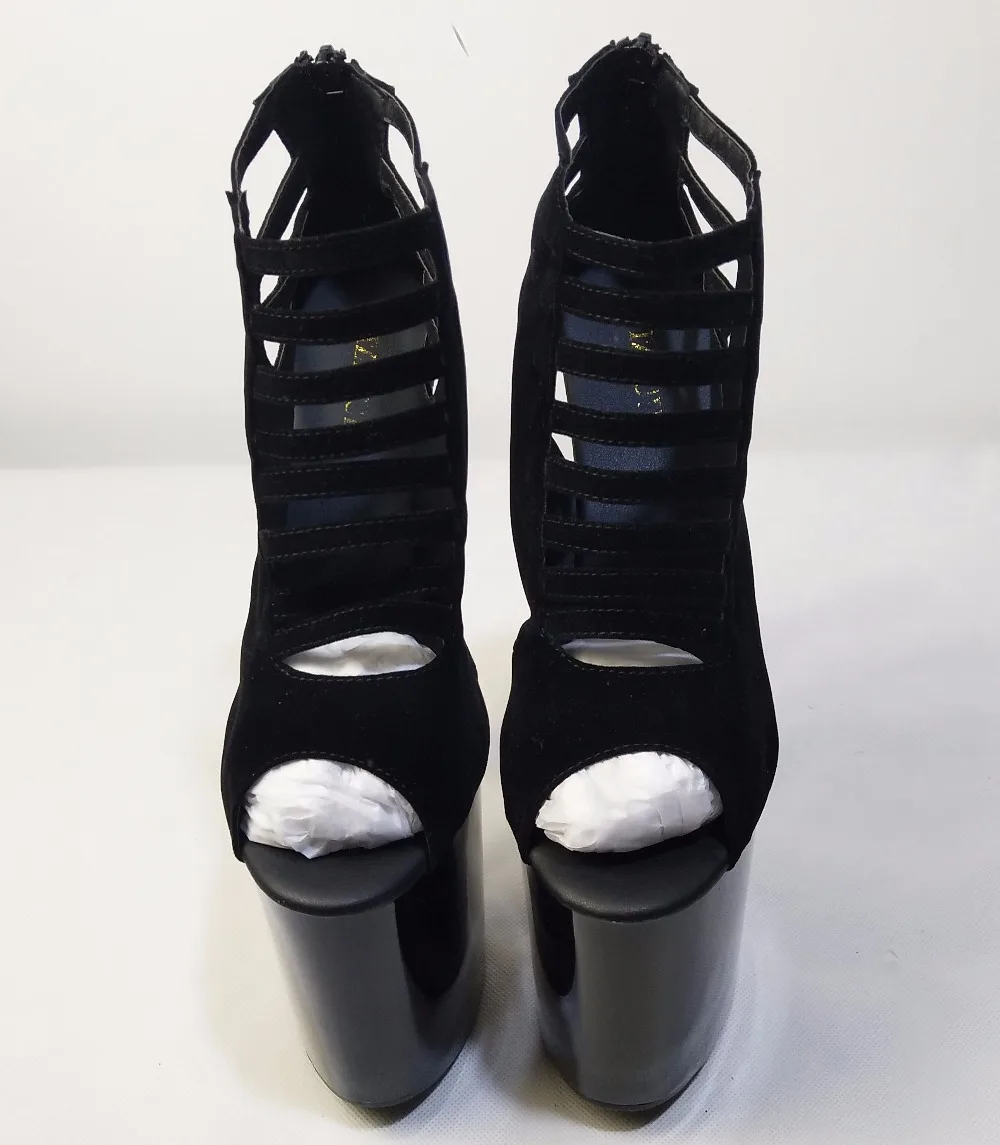 The 17-20cm stage of the super black high heels shows the sandals of the nightclub fashion women's shoes.
