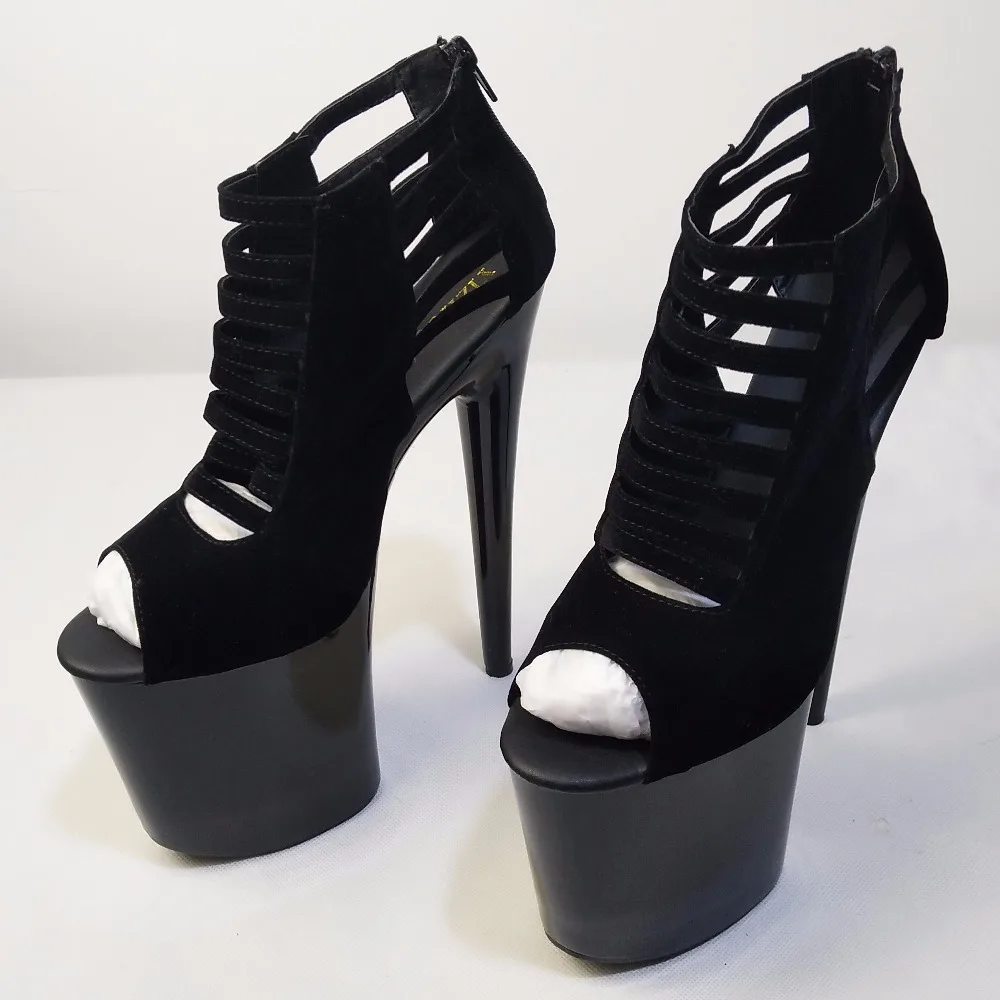 The 17-20cm stage of the super black high heels shows the sandals of the nightclub fashion women's shoes.