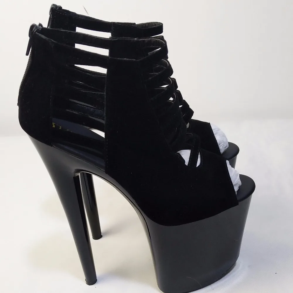 The 17-20cm stage of the super black high heels shows the sandals of the nightclub fashion women's shoes.