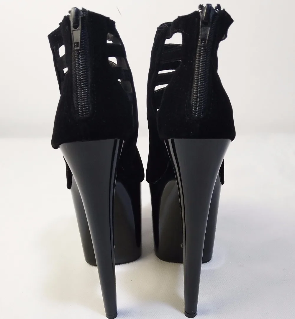 The 17-20cm stage of the super black high heels shows the sandals of the nightclub fashion women's shoes.