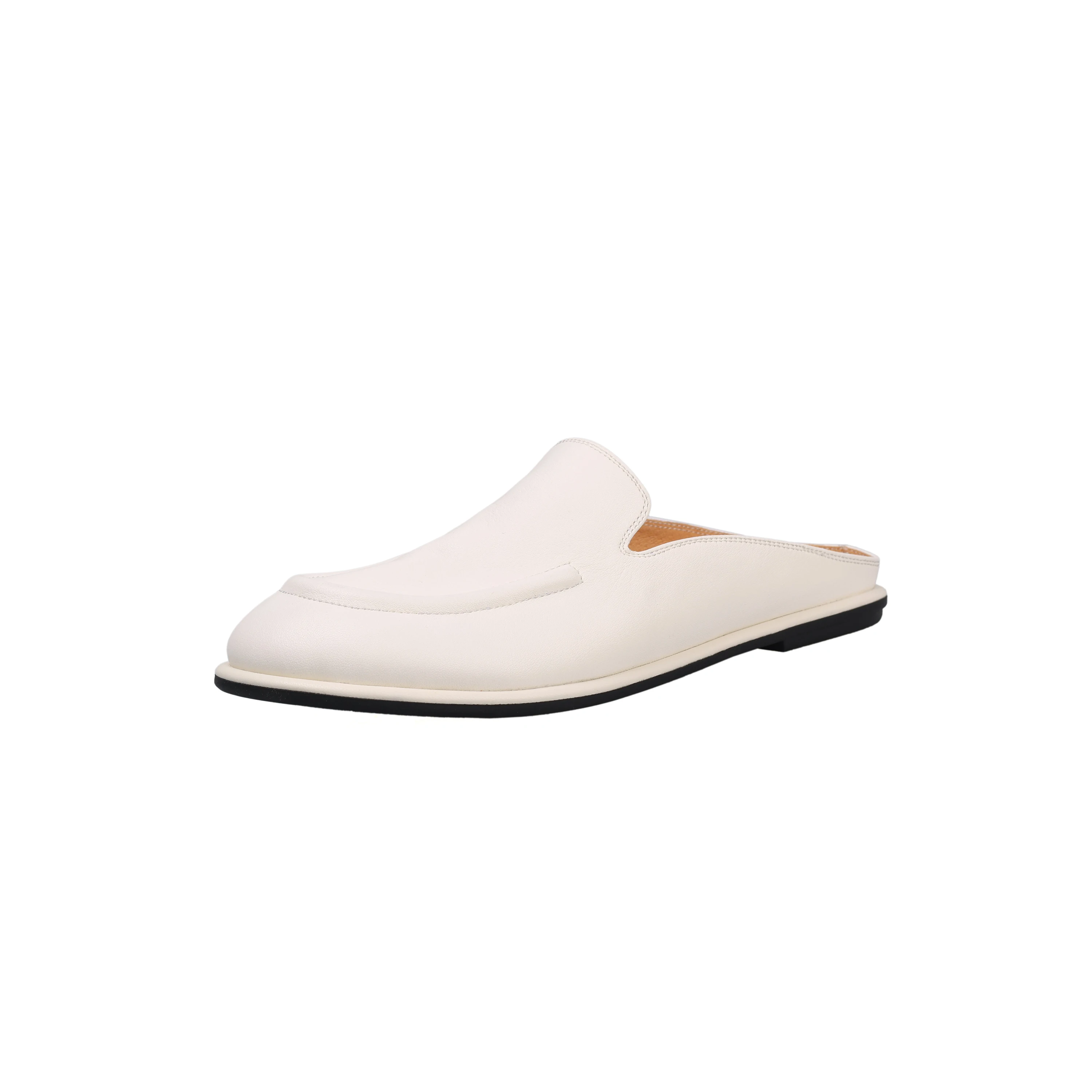 Dilalula 2026 Genuine Cow Leather women's Mules Round Toe Flat Heel Covered Toe Slippers Female Casual Slides Vacation Shoes