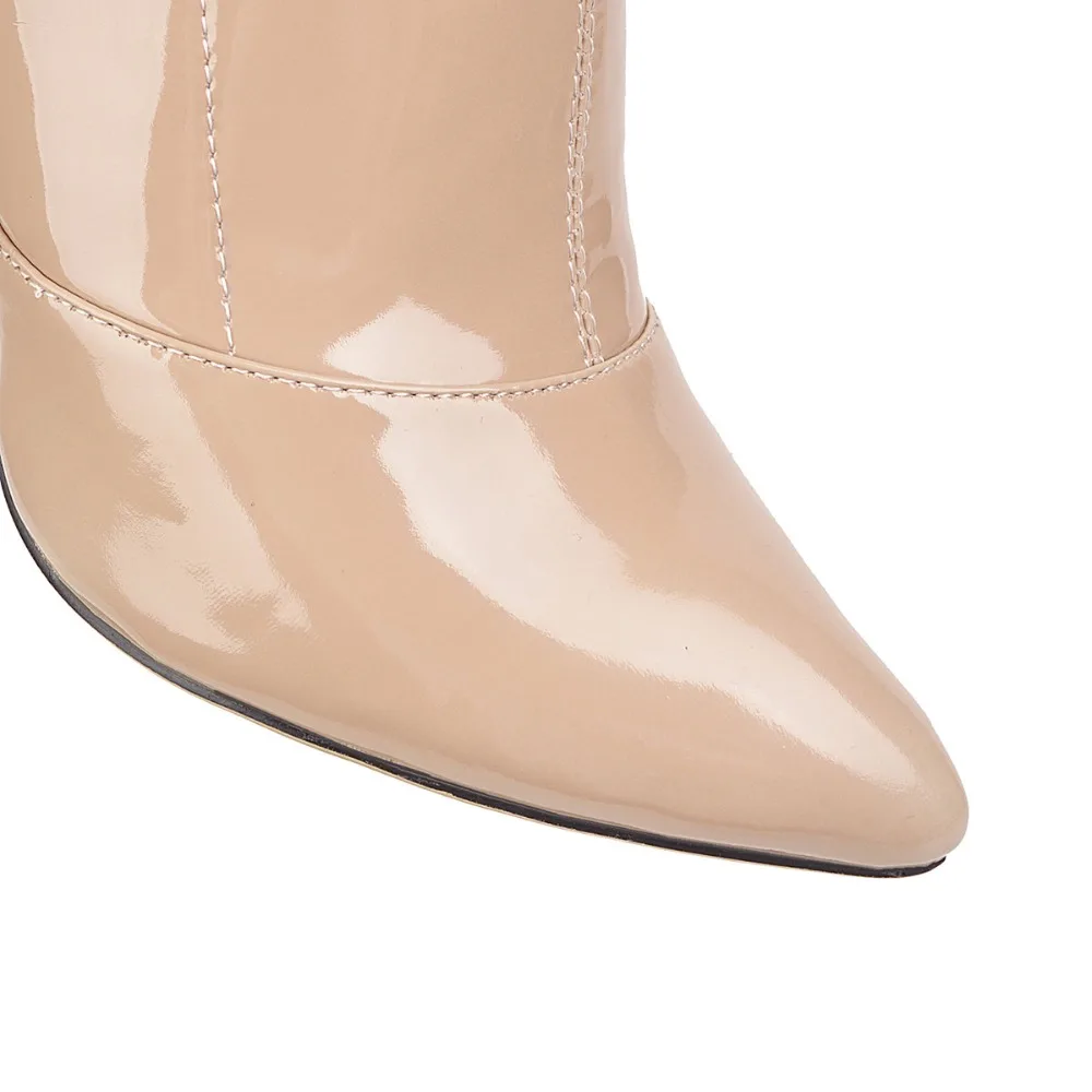 Sgesvier Plus Size 49 Thigh High Boots Women Sexy Patent Leather Stretch Shoes Women Zipper Dance Pole Jazz Slim Long Boots