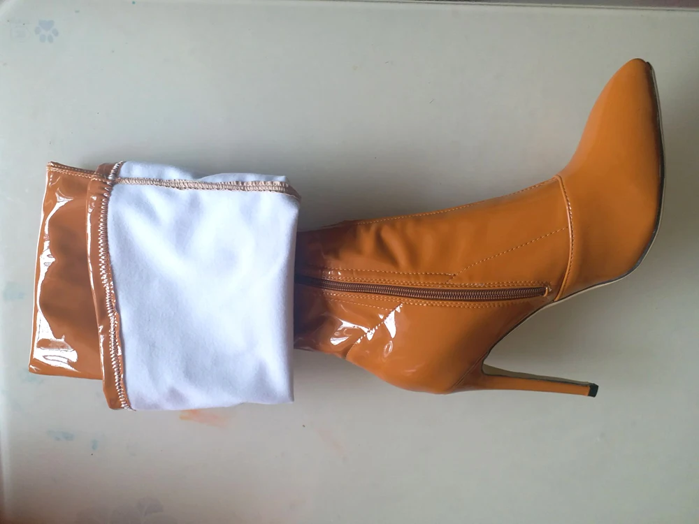 Sgesvier Plus Size 49 Thigh High Boots Women Sexy Patent Leather Stretch Shoes Women Zipper Dance Pole Jazz Slim Long Boots
