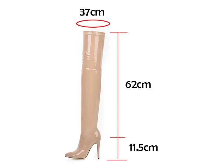 Sgesvier Plus Size 49 Thigh High Boots Women Sexy Patent Leather Stretch Shoes Women Zipper Dance Pole Jazz Slim Long Boots