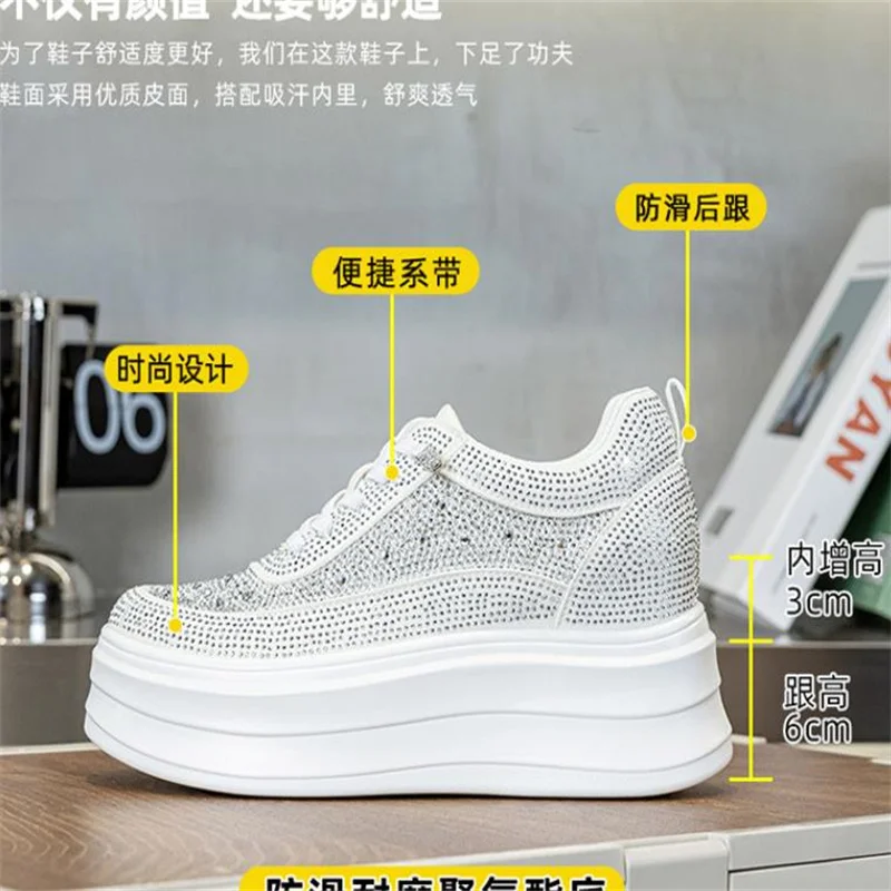 9cm Air Mesh Micrifiber Synthetic Leather Summer Chunky Sneakers Breathable Platform Wedge Women Vulcanize Hollow Shoes