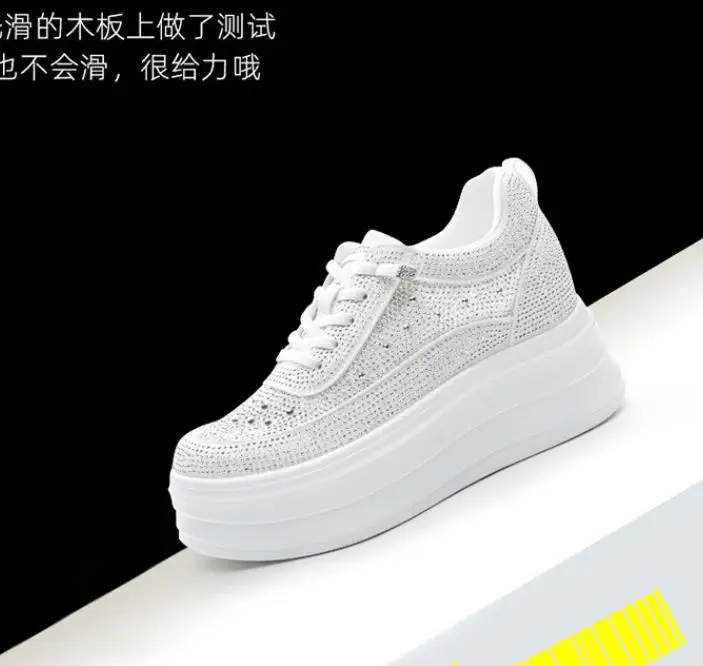 9cm Air Mesh Micrifiber Synthetic Leather Summer Chunky Sneakers Breathable Platform Wedge Women Vulcanize Hollow Shoes
