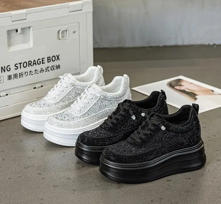 9cm Air Mesh Micrifiber Synthetic Leather Summer Chunky Sneakers Breathable Platform Wedge Women Vulcanize Hollow Shoes