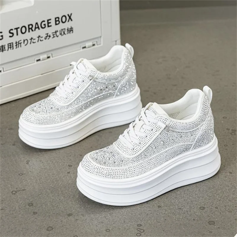 9cm Air Mesh Micrifiber Synthetic Leather Summer Chunky Sneakers Breathable Platform Wedge Women Vulcanize Hollow Shoes