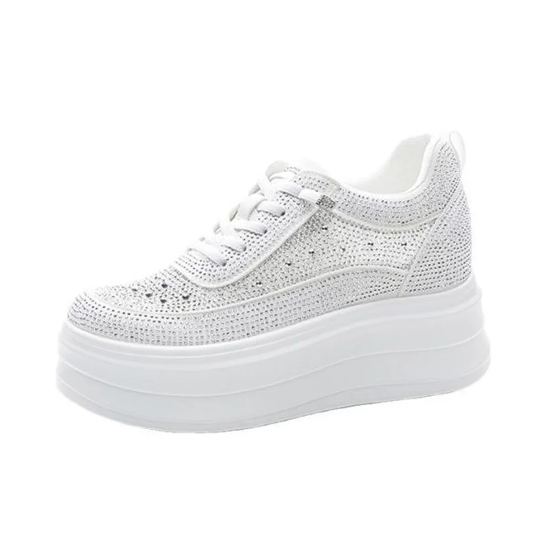 9cm Air Mesh Micrifiber Synthetic Leather Summer Chunky Sneakers Breathable Platform Wedge Women Vulcanize Hollow Shoes