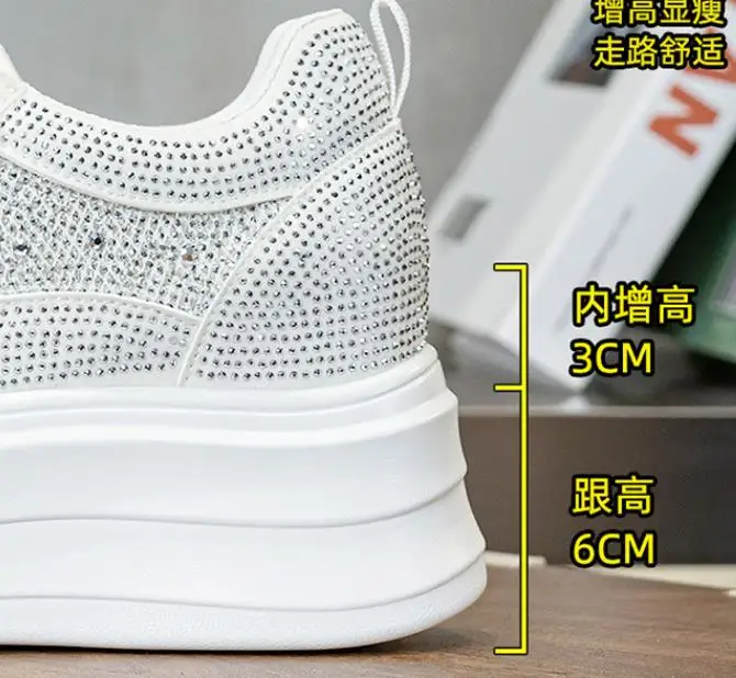 9cm Air Mesh Micrifiber Synthetic Leather Summer Chunky Sneakers Breathable Platform Wedge Women Vulcanize Hollow Shoes