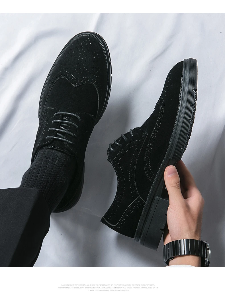 Classic Brogue Casual Business Shoes Men Trend Party Office Social Leather Shoes For Men High Quality Men's Dress Shoes