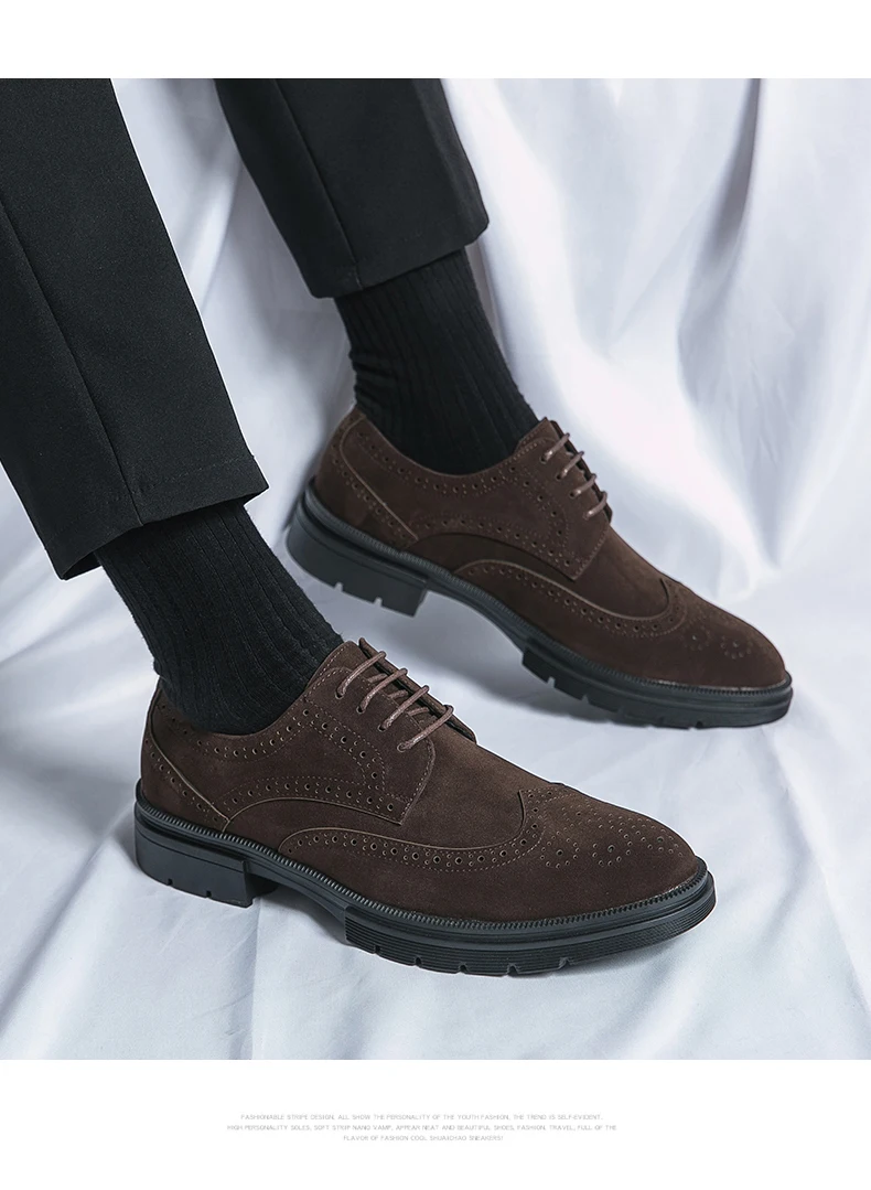 Classic Brogue Casual Business Shoes Men Trend Party Office Social Leather Shoes For Men High Quality Men's Dress Shoes